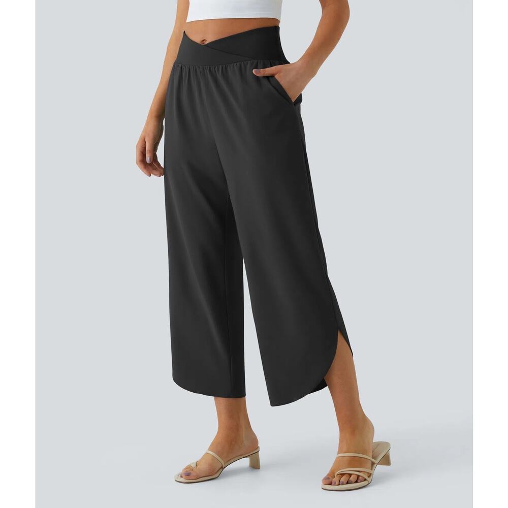 HALARA Black Wide-Leg Track Pants
